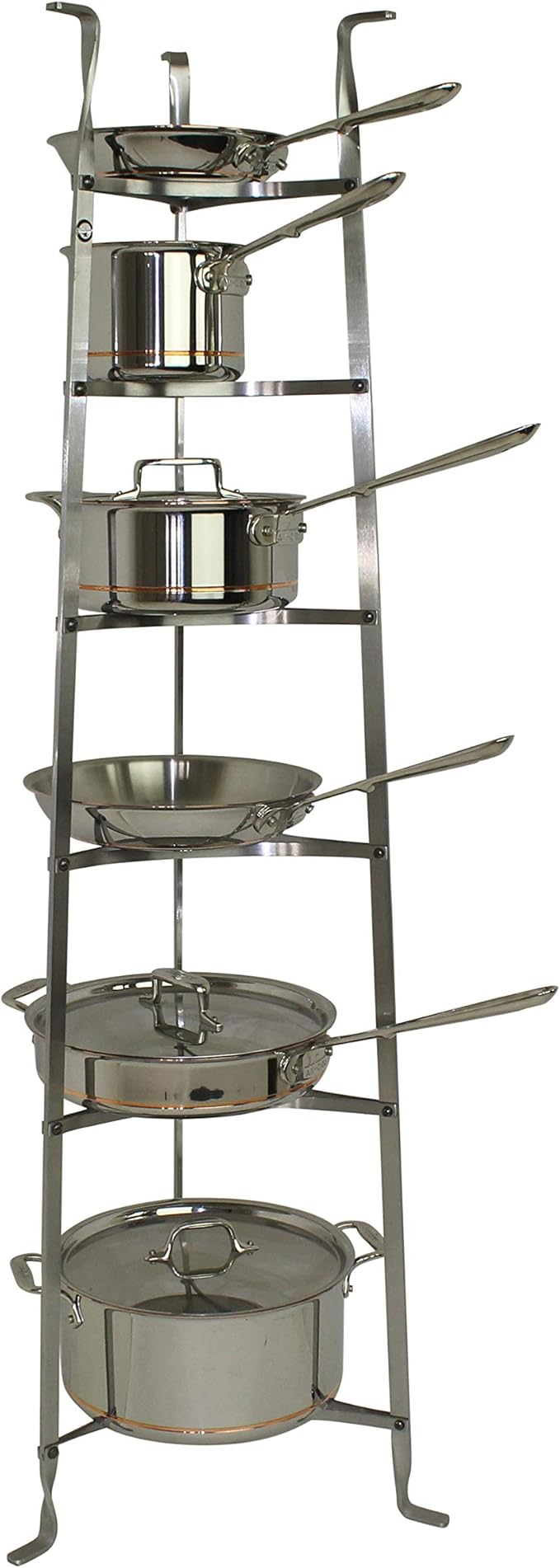 Enclume 6-Tier Cookware Stand, Free Standing Pot Rack, Hammered Steel (Unassembled)