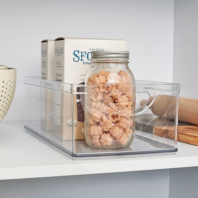 iDesign Plastic Kitchen Cabinet Storage Bin with Handles - Clear - Made in USA