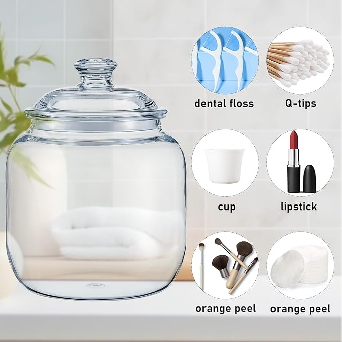 Acrylic Airtight Cookie Jar Clear Apothecary Jar with lid,Ideal Food Storage Jar Food Canister Decorative storage canisters with lids for Kitchen,Home,Bathroom,Wedding Decor,125OZ