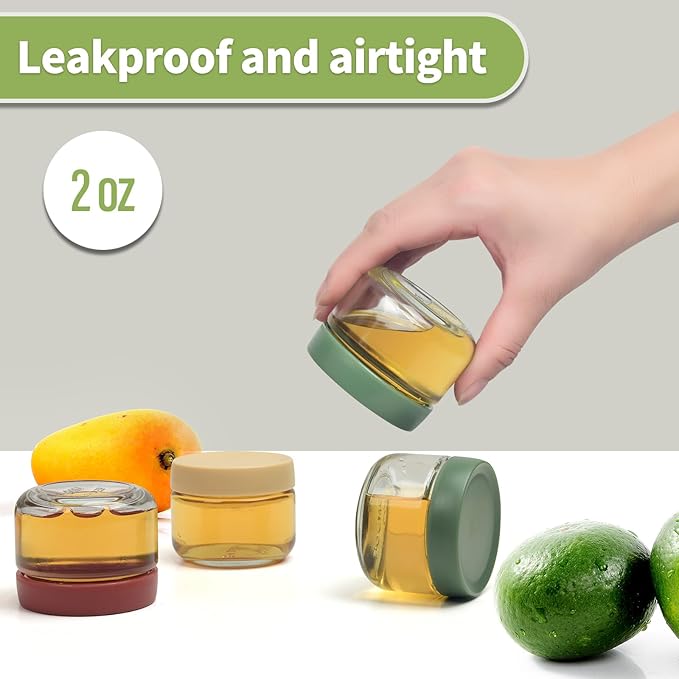 2 oz Glass Jars with Lids Dressing Containers Sauce Cups Mini Condiment Dip Jars To Go Lunch Accessories,12-Pack