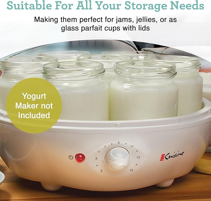Euro Cuisine Glass Jars for Yogurt Maker, Set of 8