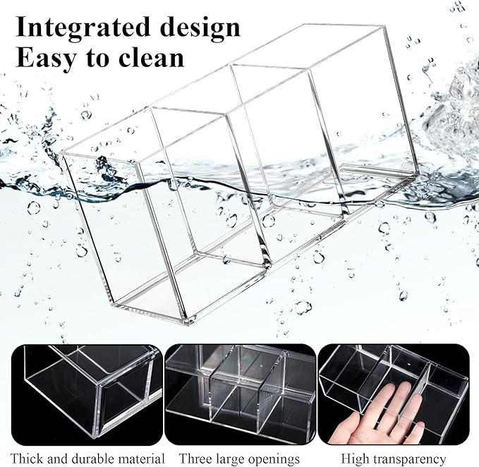 4 Pack Acrylic Cutlery Storage Organizer, Plastic Cutlery Utensil Holder Storage Organizer Caddy for Kitchen Countertop Organization - Holds Fork, Knife, Spoon, Silverware Tableware Storage Box