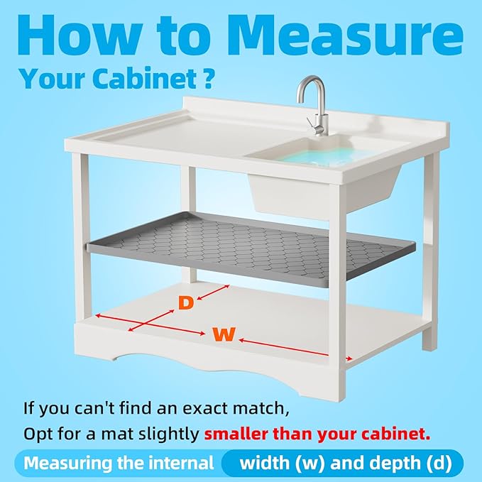 Silicone Under Sink Mat 19" x 19", Kitchen Essentials and Gadgets, Shelf Liner and Cabinet Protector, Home Organizers and Storage, Waterproof Bathroom Tray