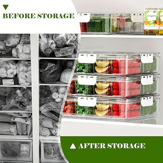 8 Compartment Transparent Plastic Snack Storage Container with Lids, Divided Serving Tray Food Organizer Box Travel Spice Box