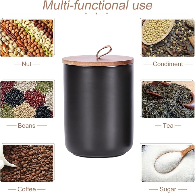Black CanistersSets for the Kitchen, Tea Coffee Sugar Canister Set,Coffee Canisters with Airtight Lids,White Canisters Set of 3,Food Flour Storage Containers