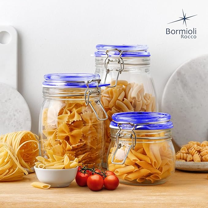 Bormioli Rocco Fido Jar - 1.5 Liter (50.75 oz.) - Blue Lid