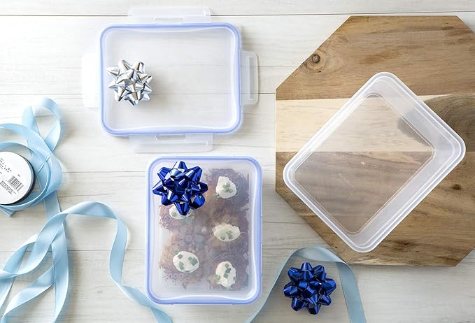Snapware Total Solution 3-Pack (8.5-Cup) Plastic Food Storage Containers Set, Leakproof & Airtight Locking Lids Rectangular Tupperware, Non-Toxic BPA-Free Lids, Microwave Dishwasher Freezer Safe