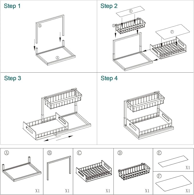 Webetop Under Sink Organizer Kitchen, 2 Pack Pull Out Cabinet Organizer 2 Tier Underneath Sink Organizers and Storage Shelves Slide Out Sink Shelf for Kitchen Bathroom Pantry Cabinet Home