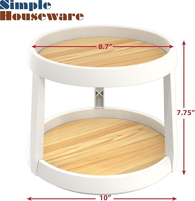 Simple Houseware 2 Tier Turntable Lazy Susan Multifunctional Organizer, Oak