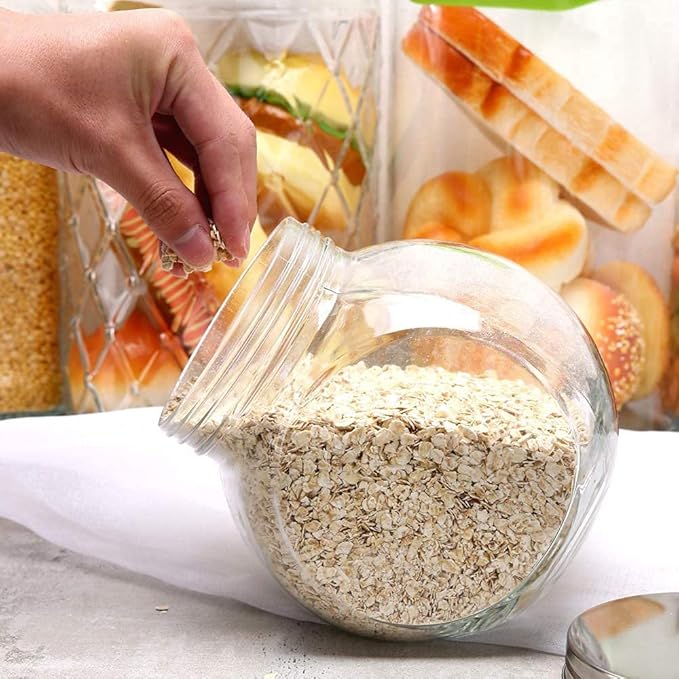 Glass Cookie Jars for Kitchen Counter (3 Pack) 75oz Food Storage Canisters with Airtight Lids + Marker & Labels, Coin & Penny Jar for Candy Buffet, Coffee, Laundry Detergent Holder