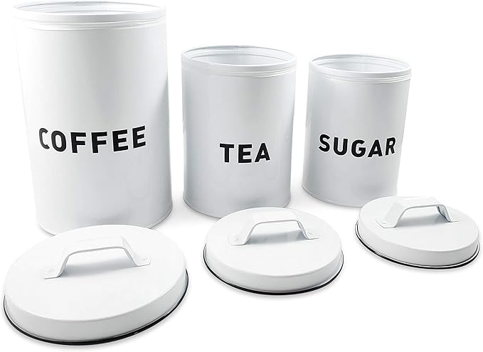 Metal Storage Canisters and Containers for Home and Kitchen Organization, Function, and Decor (Canister Set)