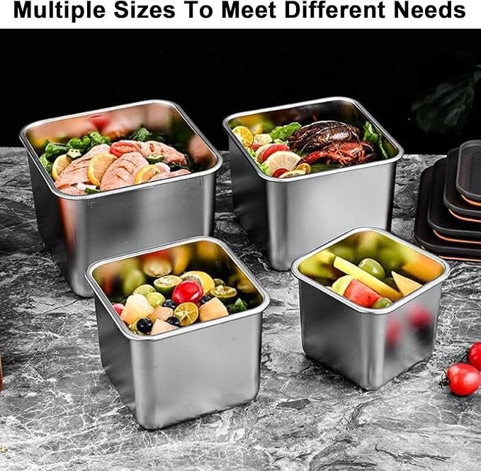 YUPER Stainless Steel Food Containers, Meal Prep Container, Bacon Cheese Container for Refrigerator, Stainless Steel Containers with Lids Fruit Lunch Storage, 2 Pack (40+67OZ)