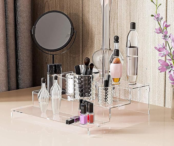 Evron Pantry Organization & Storage Clear Acrylic Spice Rack Organizer for Cabinet & Countertop (ASSEMBLY REQUIRED) 3 Tier Organizer 10.5 in