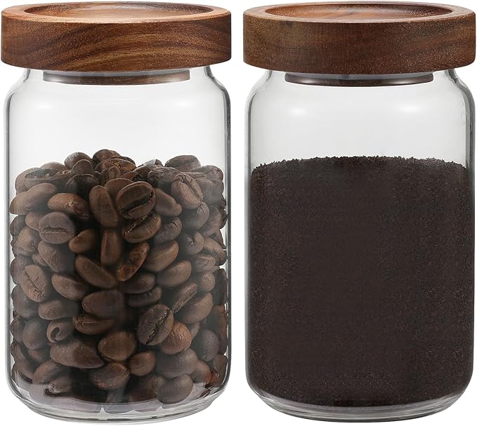 Small Glass Jar with Lids Mini Glass Bottle Glass Storage Canister Borosilicate Glass Containers for Spice Ground Nut Pasta Sugar Candy Tea (6.7oz(200ml)-2 PACK