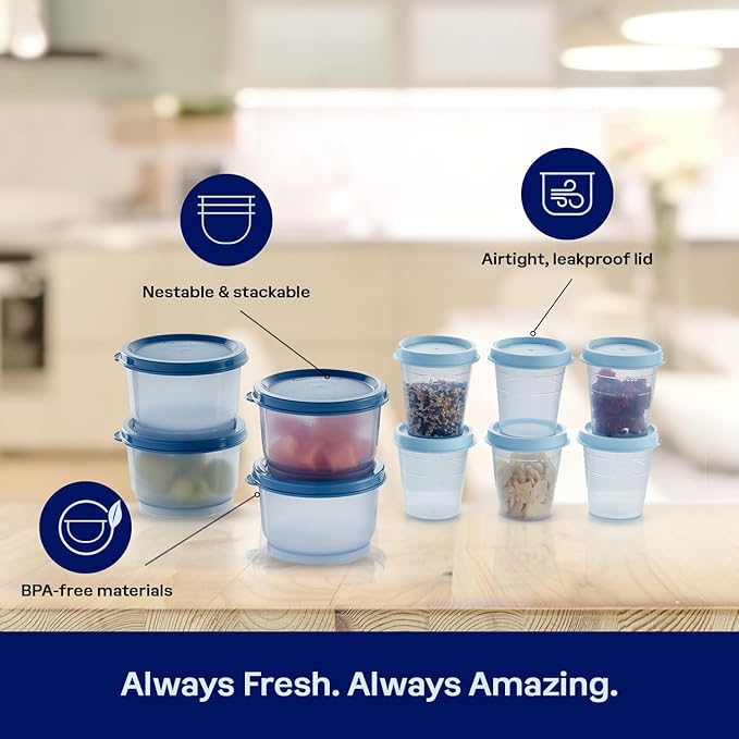 Tupperware Super Snack 10 Container Food Storage Set, Dishwasher Safe and BPA Free (10 Containers, 10 Lids)