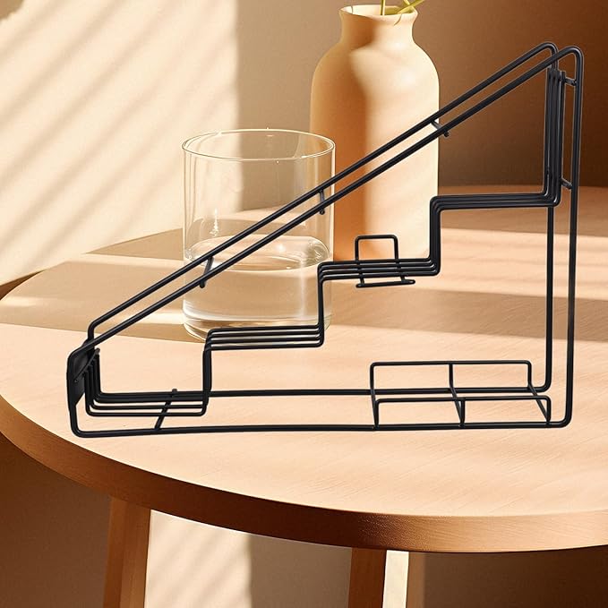 NUOBESTY Coffee Syrup Rack, Stainless Steel Spice Shelf Organizer Syrup Bottle Rack, Coffee Bar Organizer Holds 4 Bottles Kitchen Storage Organization, 16.92 X 12.59 X 3.93 Inches (Black)