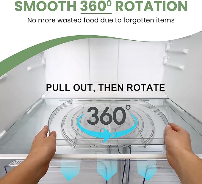 NOSTALGIQ 360° Rotating Lazy Susan for Refrigerator| Rectangular Fridge Organizer | Cabinet, Pantry, Refrigerator Organizers and Storage | Effortlessly Refrigerator Organizing Solution (16.5 x 11in)