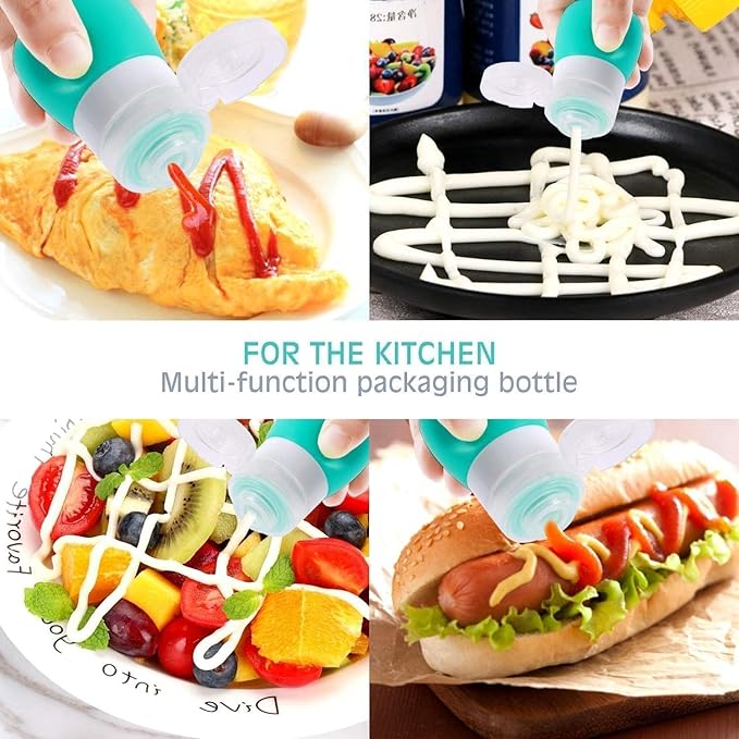 YINGGG Squeeze Portable Salad Dressing Container to Go Bottles for Sauces, Mini Salad Dressing Bottles,Leakproof Condiment Storage Bottle, Dressing to Go for Lunch set of 4 (37ML)