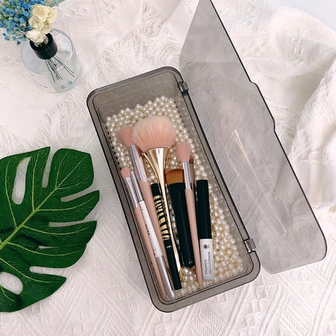 Flatware Tray Kitchen Drawer Organizer With Lid And Drainer - Plastic Kitchen Cutlery Tray and Utensil Storage Container with Cover 10.0 Inch - Dinnerware Holder for Spoons Forks Knives Coffee