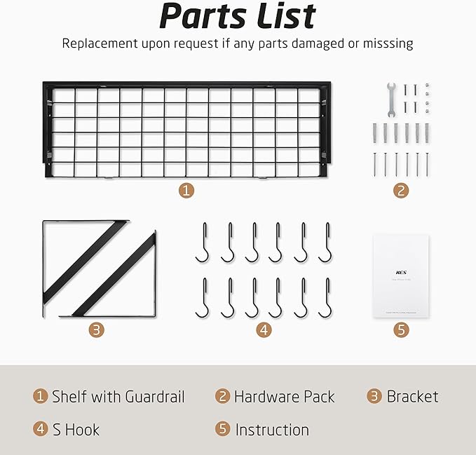 KES 30-Inch Kitchen Pan Pot Rack Wall Mounted Hanging Storage Organizer Wall Shelf with Hooks Matte Black, KUR215S75A-BK