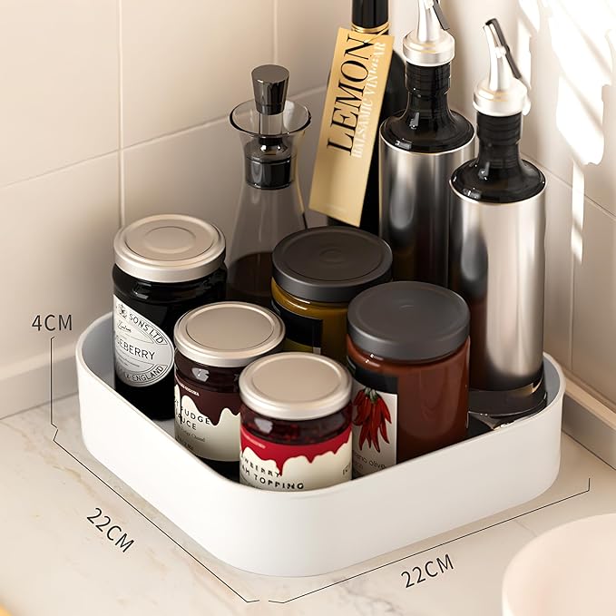 Semlos 9 Inch Rectangular Lazy Susan, Turntable Cupboard Organizer, Spinning Spice Rack for Kitchen Storage and Organization, Revolving Condiment Holder, Non-Slip Storage Racks