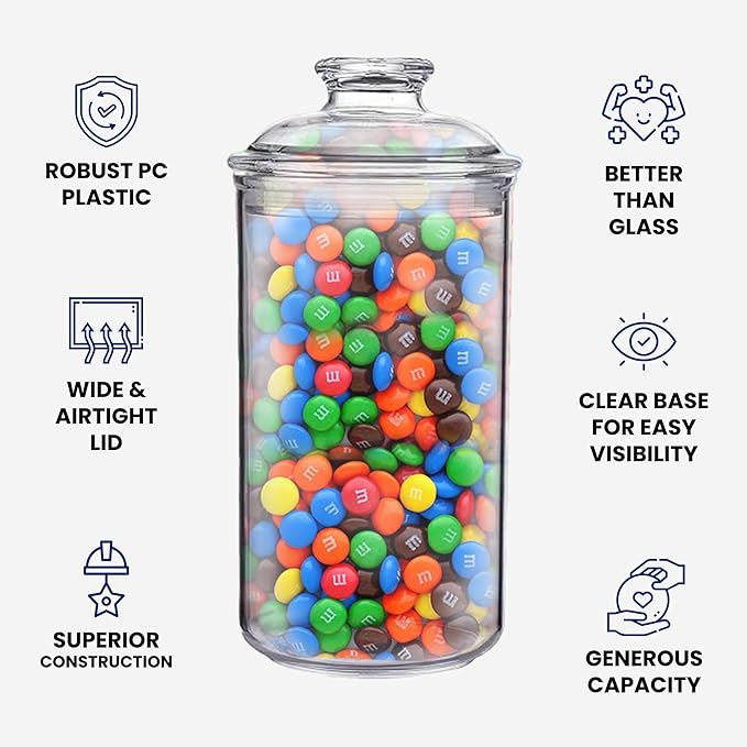 JOEY'Z 34oz/1L - Acrylic Airtight Candy Jar Cookie Jar - Candy Jars with Lids Apothecary Jars With Lids - Laundry Pods Container Laundry Pod Container