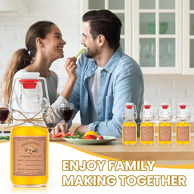 20Pcs 4 oz Swing Top Glass Bottles for Vanilla Extract Homemade, Flip Top Glass Bottles with Airtight Lid for Gift Glass Food Storage Canister for Hot Sauce Beans