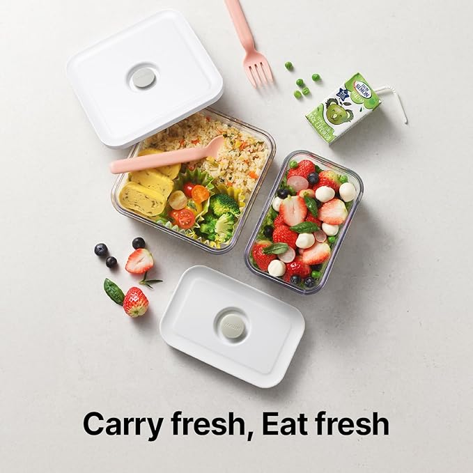 Premium Airtight Food Storage Containers, Mini Rectangular 2pc/set(0.53qt), Smart One-Click Seal Lid, No Hinges, 100% Leak Proof, BPA-FREE, Dishwasher, Freezer & Microwave Safe