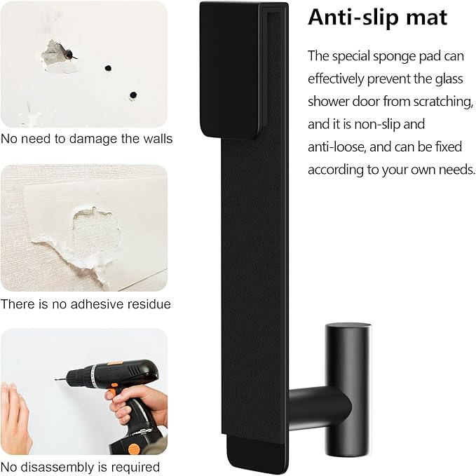 WUIVIUT T-Shape Heavy-Duty Stainless Steel Over The Glass Door Hooks - Frameless Glass Door Hooks for Bathroom Shower Towel Holder 19 cm Hook for Robe,Towels,Shower(T Shape 2 Pack, Fits 3/8'' Thick)