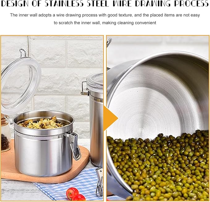 Coffee Canister, 4 Sizes Stainless Steel Kitchen Food Storage Container Bottle Sugar Tea Coffee Beans Canister (plus size)