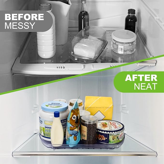 360° Rotation Lazy Susan Turntable for Refrigerator, 16.5" x 11" Square Lazy Susan Organizer for Fridge, Cabinet, Pantry, Bathroom Countertop Organizer Kitchen Storage Spice Rack