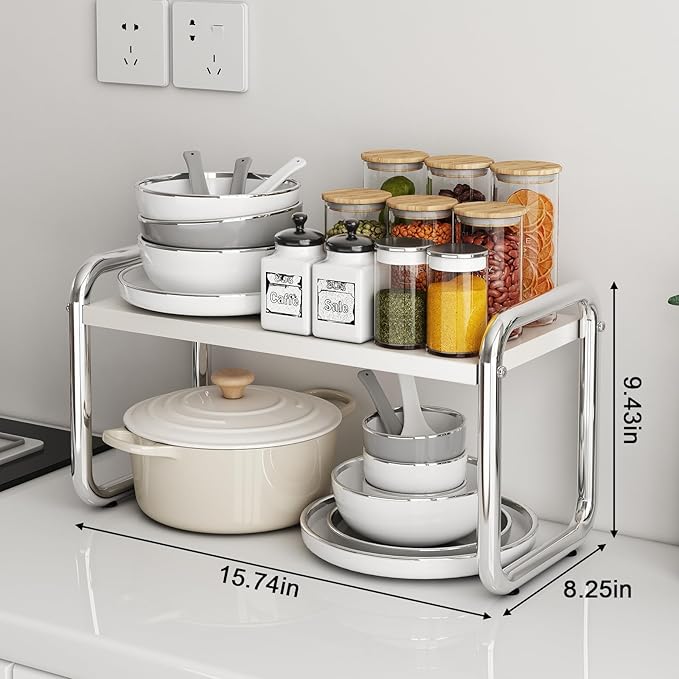 Kitchen cabinets and countertop shelves, storage racks, sinks, pots and utensils, stackable shelves Spice Racks (17.4'W(40CM))