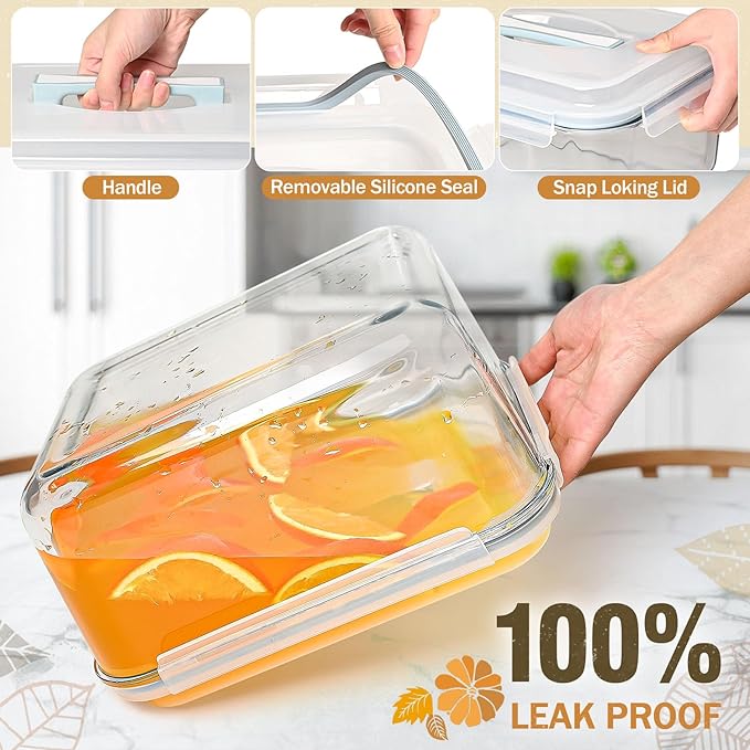 Large Glass Storage Containers with Lids, Big Rectangular Food Containers for Rotisserie Chicken Meal Prep Turkey Watermelon Potluck, XL Extra Large Freezer Safe Storage Container Airtight 200oz/26cup