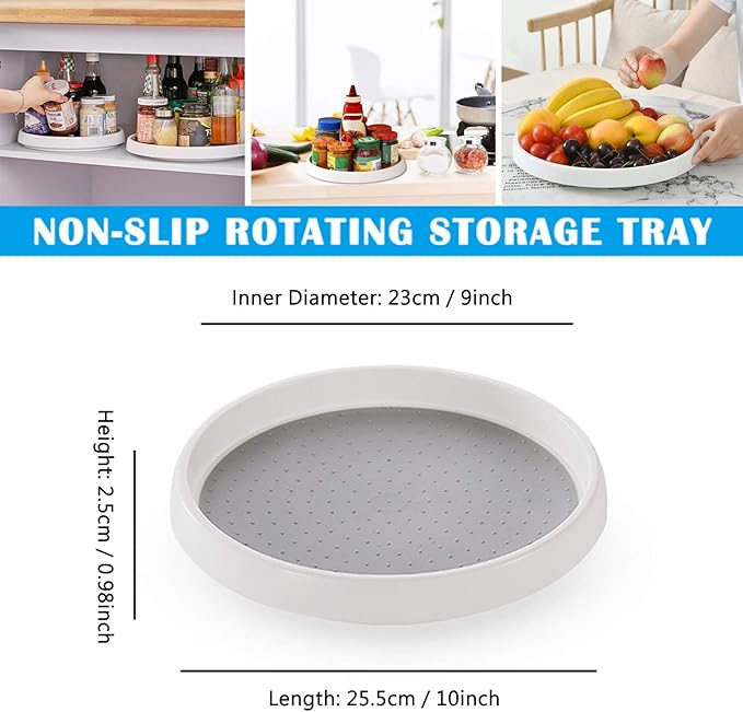 Pantry Lazy-Susan Turntable Cabinet Organizer - 10-inch Non-Skid Spin Spice Rack - 2 Pack Lazy Susans for Fridge BPA Free
