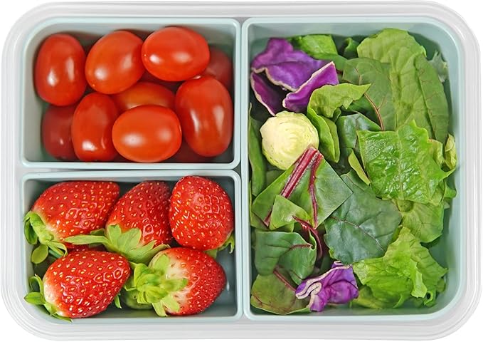 carrotez Food Storage Container with 3 Removable Compartments, Food Prep Container with Airtight Lids, Portion Control Container, Reusable, BPA Free, 6.3 Cup (1500ml)