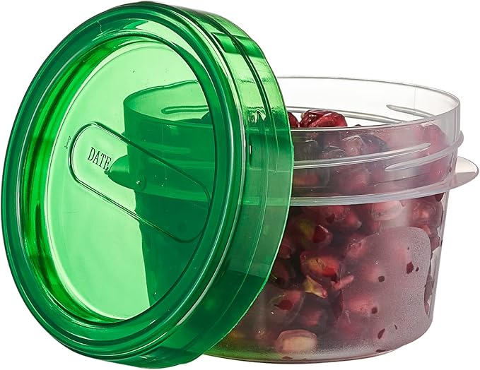 PLASTICPRO 6 Pack Twist Cap Food Storage Containers with Green Screw on Lid- 4 oz Reusable Meal Prep Containers - Small Freezer Containers Microwave Safe Green Plastic Food Storage