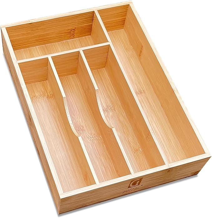Bamboo Silverware Drawer Organizer, Silverware Organizer, Silverware Utensil Tray Holder and Cutlery Tray for Flatware and Kitchen Utensils