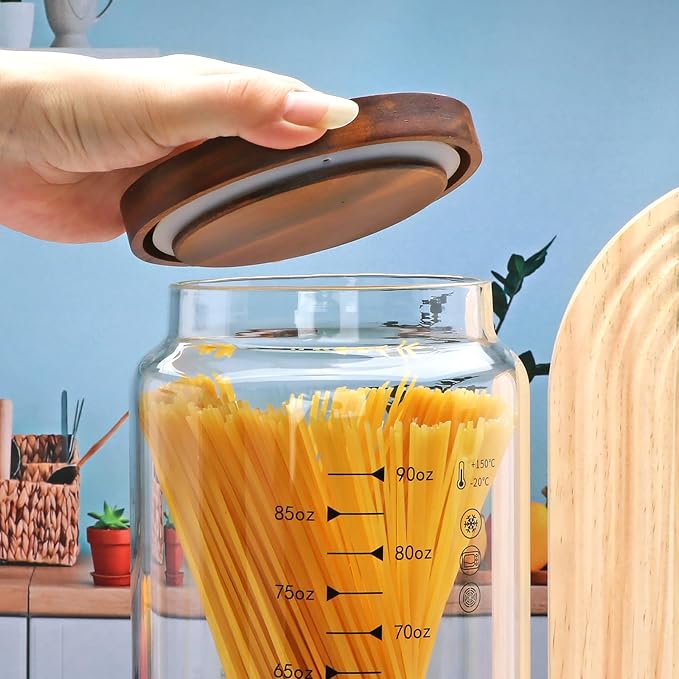 100 oz Glass Storage jars with Airtight Lids, Cereal Containers Storage,Large Glass Storage Jars for Pantry Organizationfor Flour, Coffee Beans, Rice, Tea, Biscuits, Sweets, Wedding, Pack of 2