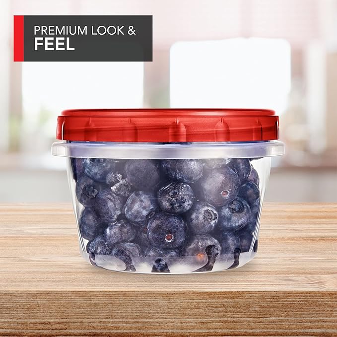 16oz Plastic Containers with Red Twist Top Lids (10 Pack) – 2-Cup Freezer Containers for Leftovers, Airtight Reusable Soup Storage, Microwave & Dishwasher Safe