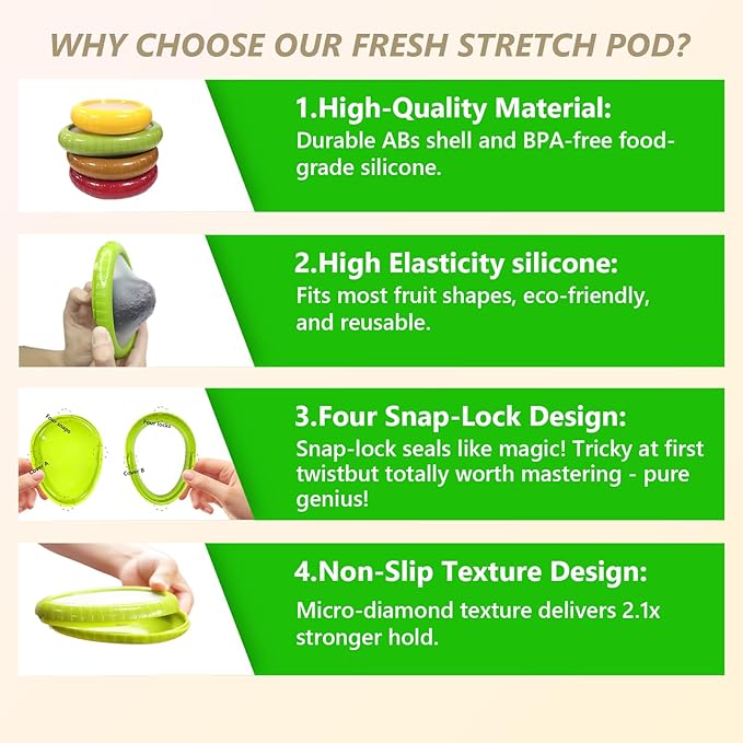 Avocado Saver and Onion Holder -Set of 4 Reusable Fruit and Veggie Savers for Fridge - BPA-Free, Prevent Flavor Mixing, Keep Fresh (Green, Brown, Red And Yellow)