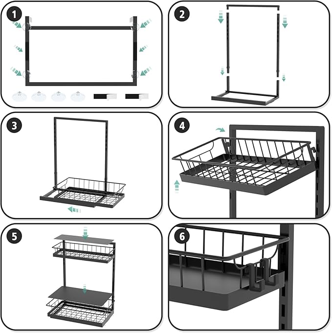 WOWBOX 1 Pack Under Sink Organizer 2 Tier Slide Out Cabinet Organizer Under Sink Organizers and Storage for Kitchen Bathroom Pantry