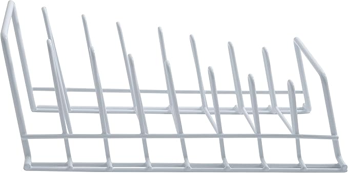 Organize It All Vinyl Coated Kitchen Wire Lid Plate Rack, 8 dividers, Great for Storing Plates, Lids, Kitchen Organization, White