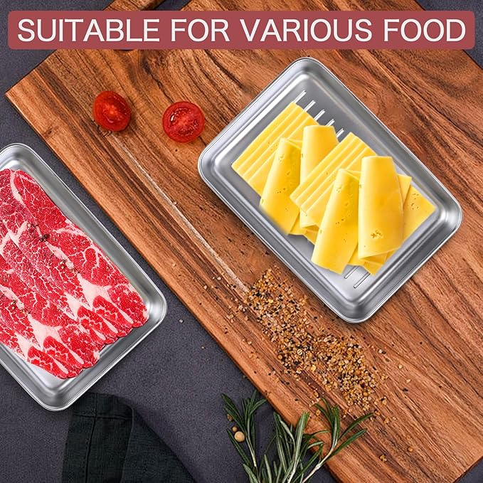 Food Storage Container, 304 Stainless Steel Cheese Container for Refrigerator, Deli Meat Keeper Fridge Storage (1PCS Cheese container- 27 FL OZ)