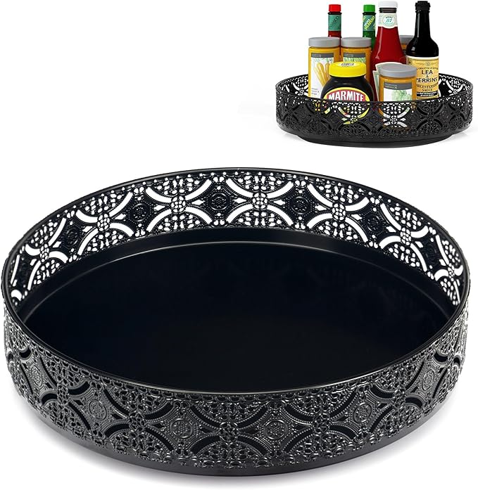 ZUMELER Lazy Susan Organizers 2 Pack 10+12 Inch Turntable Rack For Cabinet, Pantry And Storage, Kitchen, Fridge, Bathroom Makeup Vanity Countertop, Under Sink Organizing, Spice Rack Metal