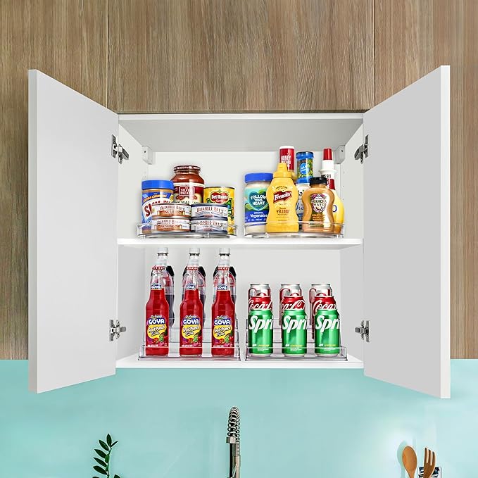 Sorbus Pantry Spice organizer Set, 3-Tier Seasoning Organizer for Cabinet (2 Pack) and Lazy Susan Spice Rack Turntable 9-Inch, Spice Organization for Cabinet, Condiment Organizer Pantry & Refrigerator