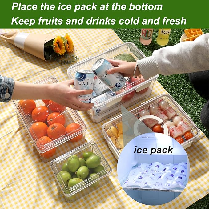 Taiuloo Airtight Fruit Storage Containers for Fridge with Lids & Handle, Refrigerator Organizers Storage Set of 10 - Clear Berry Vegetable Fresh Produce Saver, Stackable Fridge Organizer Bins