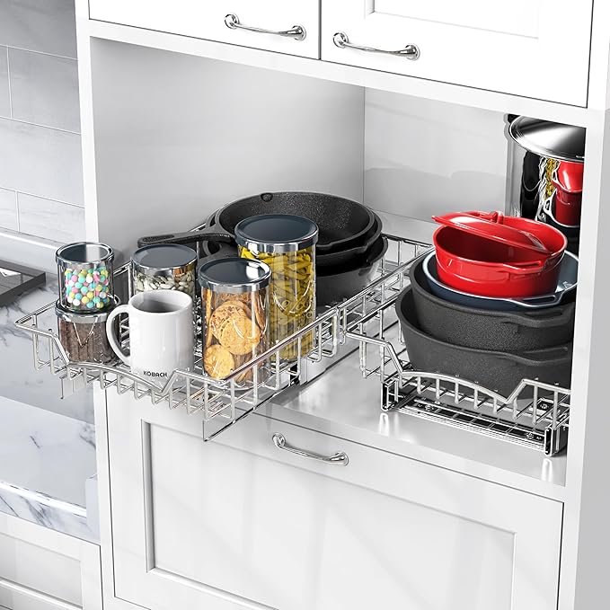 Simple Houseware Under Cabinet Pull Out Sliding Shelf Drawer Organizer, 18" D x 11" W
