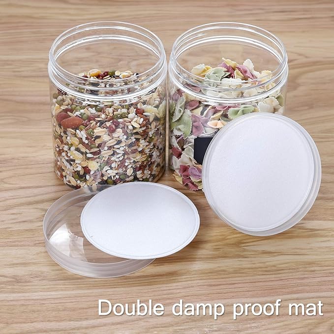 16 OZ Plastic Jars with Lids, 12 Pack Clear Plastic Slime Containers for Kitchen and Household Food Storage of Dry Goods, Creams and More,Included Extra Label and A Pen