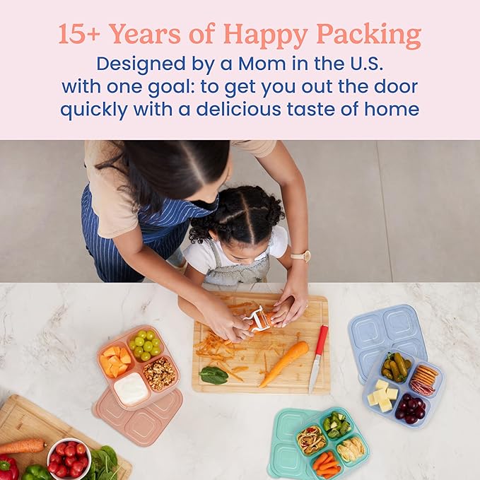 Bentgo Easyboxes 4-Compartment Snack Containers - 8-Piece Set with 4 Trays & 4 Custom-Fit Lids to Seal in Freshness - Reusable Food Storage & Meal Prep Bento BPA-Free Containers (Pastels)
