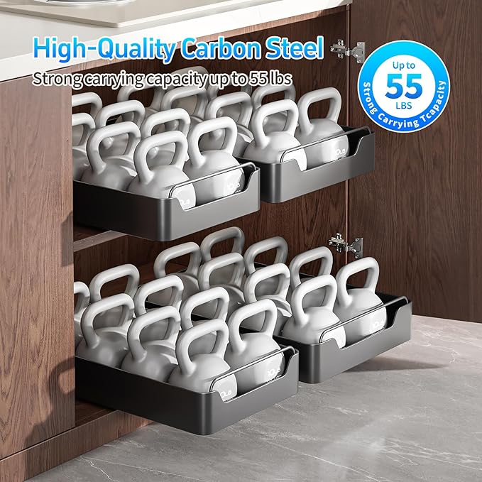 Pull out Cabinet Organizer,Nano adhesive fixing without harming cabinets,Slide out drawer storage rack for plates and spice bottles in kitchen and living room,12.2" W *16.9" D* 2.75" H